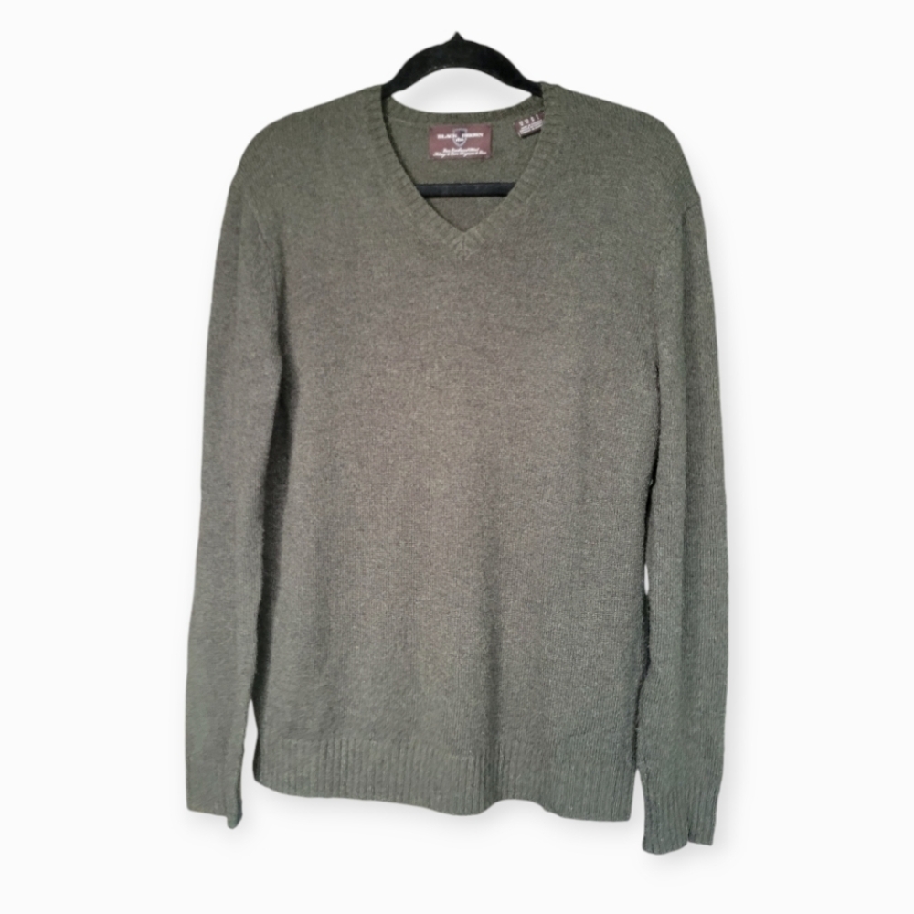 Olive Green Lambswool Blend v-neck Sweater men's medium by Black Brown 1826